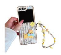 PIQIUZC for Samsung Galaxy Z Flip 6 Phone Case, Cute Puppy Cat Pattern Design Shockproof Protective Case with Wrist Strap for Galaxy Z Flip 7 FE (Puppy)