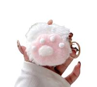PIQIUZC Plush Earbuds Case for Airpods 4 (2024),Cute Cartoon cat's paw Design for Airpod 4th Generation,Fluffy Earphone Protective Cover with Keychain for Girls Boys (White)