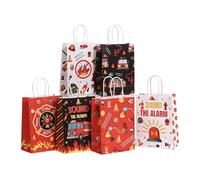 piqiya Fire Truck Party Favor Bags,24pcs Firetruck Gift Treat Goodie Bag for Fire Safety Awareness Events,Firefighter Candy Treat Paper Bag, Gift Bags for Fireman Birthday Party Rescue