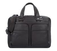 Piquadro Black Square Briefcase Genuine Leather 39.5 cm Laptop compartment blue