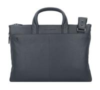 Piquadro Black Square Briefcase Genuine Leather 42 cm Laptop compartment blue