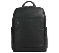 Piquadro Black Square Designer Leather Backpack 14” Laptop