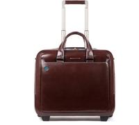 Piquadro Blue Square 2 wheels Wheeled briefcase Genuine Leather 37 cm Laptop compartment red