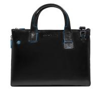 Piquadro Blue Square Shopper Bag Leather 38 cm Laptop compartment with expansion pleat black