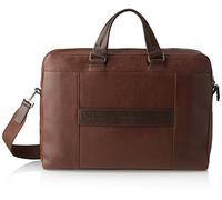 PIQUADRO Cary Briefcase 2 Handles Leather for PC 15.6 Inches, dark brown (di moro), 10x29.5x42 cm (W x H x L), Storage Bag Organizer