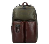 Piquadro Harper backpack leather 48 cm laptop compartment olive