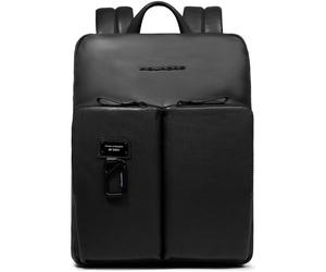 Piquadro Harper Daypack Genuine Leather 38 cm Laptop compartment black