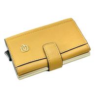 PIQUADRO PP5649W92R Women's Compact Wallet Card Holder/Money Clip Yellow Beige with RFID Fraud Protection, yellow, S, Contemporary