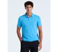Pique Sticker Pete Tipped Polo Shirt In Bonnie Blue