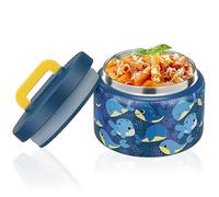 PIQUEBAR 8oz Kids Thermo for Hot Food,Small Lunch Thermos Food Container Stainless Steel,Easy Open Wide Mouth Thermo for Hot Cold Food for Preschool Travel (Blue Whale)