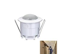 PIR Motion Sensor, Ceiling PIR Sensor Indoor Flush Mounted Infrared Detector, 3 Wire IP20 White, 6m 360°, Adjustable 10s-7min Time Delay and 3-2000 LUX Sensitivity, Max Load 1200W Lamps 300W LED