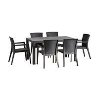 piraeus polypropylene dining table with 6 chairs in anthracite