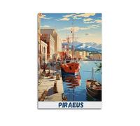 Piraeus Vintage Travel Poster Wall Art Picture Painting Canvas Prints Artworks Bedroom Living Room Decor 24x36inch(60x90cm)