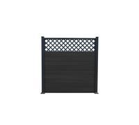 Piranha Composite Solutions In-Ground Fence Kit with Diagonal Trellis, 6ft Black Carbon Composite Dual-Sided Woodgrain Finish