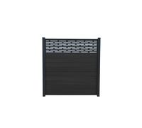 Piranha Composite Solutions In-Ground Fence Kit with Horizontal Trellis, 6ft Black Carbon Composite Dual-Sided Woodgrain Finish