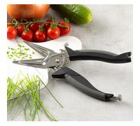 Piranha ProCut Scissors - Stainless Steel Spring Loaded Blades. Ideal to use in The Kitchen, Cut Meat, Bones, Vegetables, Frozen Foods, in The Craft Room, Cut Cardboard, Fabric, Wire. (Black/Grey)
