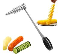 Piranha Spiral Cutting Machine, Stainless Steel Spiral Cutter for Veggies, Portable and Creativity Cucumber Potato Carrot Slicer Cutter Manual Kitchen (1)