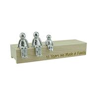 Pirantin 11th Anniversary Idea - 11 Years We Made A Family Metal Ornament - Choose Your Family Combination Box & Woodgrain May Vary(1 Child)