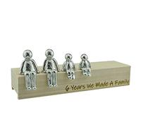Pirantin 6th Anniversary Idea - 6 Years We Made A Family Metal Ornament - Choose Your Family Combination Box & Woodgrain May Vary(2 Children)