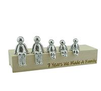 Pirantin 7th Anniversary Idea - 7 Years We Made A Family Metal Ornament - Choose Your Family Combination Box & Woodgrain May Vary(3 Children)