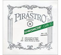 Pirastro Chromcor Cello String Set 3/4 - 1/2 Size, Medium Gauge Ball End, Premium Synthetic Steel Strings, Steel Core Wound With Chrome Steel, Replacement Accessory for Professional/Student and All Cello Players