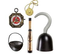 Pirate Accessory Set Hook Compass Spyglass Eyepatch Medallion Fancy Dress