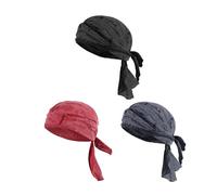 Pirate Bandana Hat Vintage Ragged Skull Cap Breathable Cotton Durag Long Tail Beanie Cap Running Cycling Riding Bandana Head Wrap Under Helmet Liner Medieval Renaissance Pirate Headband