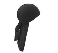 Pirate Bandana Skull Cap Vintage Ragged Long Tail Durag 100% Breathable Cotton 21.5-23.0 Inch Headwrap for Men Ideal for Running Cycling Halloween Parties Hiphop Styling Black