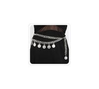 Pirate Belt for Women Pirate Costume Accessories Gold Coin Pendant Waist Chain Pirates Outfit Jewelry Gold Layered Necklaces Halloween, 4.26ft, Alloy, No Gemstone