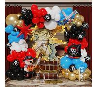 Pirate Birthday Party Decorations Balloon Garland Arch Kit,148Pcs Red Black
