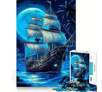 Pirate Boat Landscape 1000 Piece Jigsaw Puzzle for Adults Smart Reason Toy Home Enjoy Sharp Edge Santa Wish Item (38x52cm)