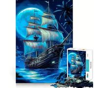 Pirate Boat Landscape 1000 Piece Jigsaw Puzzle for Adults Smart Reason Toy Home Enjoy Sharp Edge Santa Wish Item (50x75cm)