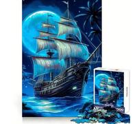Pirate Boat Landscape 1000 Piece Jigsaw Puzzle for Adults Smart Reason Toy Home Enjoy Sharp Edge Santa Wish Item (38x52cm)