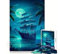 Pirate Boat Landscape 1000 Piece Jigsaw Puzzles for Adults Jigsaw Mind Puzzle Mind Calm Art Assembly Unique Gift (50x75cm)