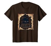 Pirate Boys Born to Plunder Adventurous Treasure Hunt T-Shirt, Kids, Brown, 4 Years