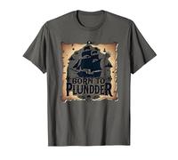Pirate Boys Born to Plunder Adventurous Treasure Hunt T-Shirt, Men, Asphalt, 3XL