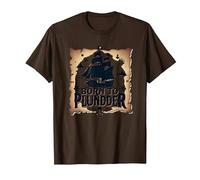 Pirate Boys Born to Plunder Adventurous Treasure Hunt T-Shirt, Men, Brown, S