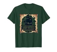 Pirate Boys Born to Plunder Adventurous Treasure Hunt T-Shirt, Men, Forest Green, 3XL