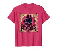 Pirate Boys Born to Plunder Adventurous Treasure Hunt T-Shirt, Men, Red Heather, 3XL