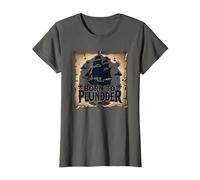 Pirate Boys Born to Plunder Adventurous Treasure Hunt T-Shirt, Women, Asphalt, 3XL