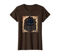 Pirate Boys Born to Plunder Adventurous Treasure Hunt T-Shirt, Women, Brown, L