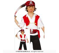 Pirate Boys Deluxe Pirates Fancy Dress Costume + Hat Book Day Kids Outfit Age 3-