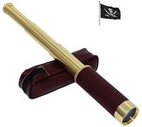 Pirate Brass Telescope,25X30 Zoomable Marine Spyglass,Collapsible Handheld Monocular Scope with Day Night Version for Ki