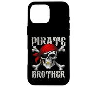 Pirate Brother Jolly Roger Flag & Skull Crossbones Halloween Case for iPhone 16 Pro Max