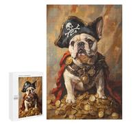 Pirate Bulldog Treasure Chest Puzzle 1000 Teile Schwer Puzzle Spielzeug Lernspiel Impossible Herausforderungsspielzeug Für Erwachsene Kinder 1000 PCS