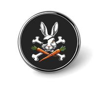 Pirate Bunny Rabbit Bone Carrot Easter Round Pin Brooch Enamel Lapel Badges Jewelry Decor for Backpack Hats