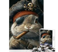 Pirate Bunny Swagger- Jigsaws for Adults1000 Pieces Gifts for Women Men Difficult Challenge Home Decoration Toys for Age 14+ Game size 38x52cm