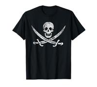 Pirate Calico Jack Flag Jolly Roger Distressed Graphic T-Shirt