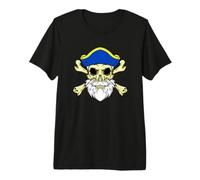 Pirate Captain - Skull with Beard Premium T-Shirt
