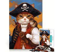 Pirate Cat 1000 Piece Jigsaw Puzzles for Adults Mind Skill Toy Casual Relax Design Assembly Art Collection Piece (38x26cm)